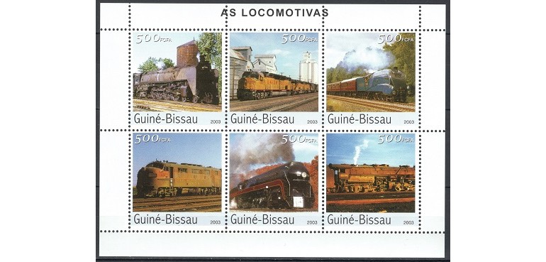 GUINEA BISSAU 2003 - LOCOMOTIVE AMERICANE - BLOC NESTAMPILAT - MNH / trenuri227
